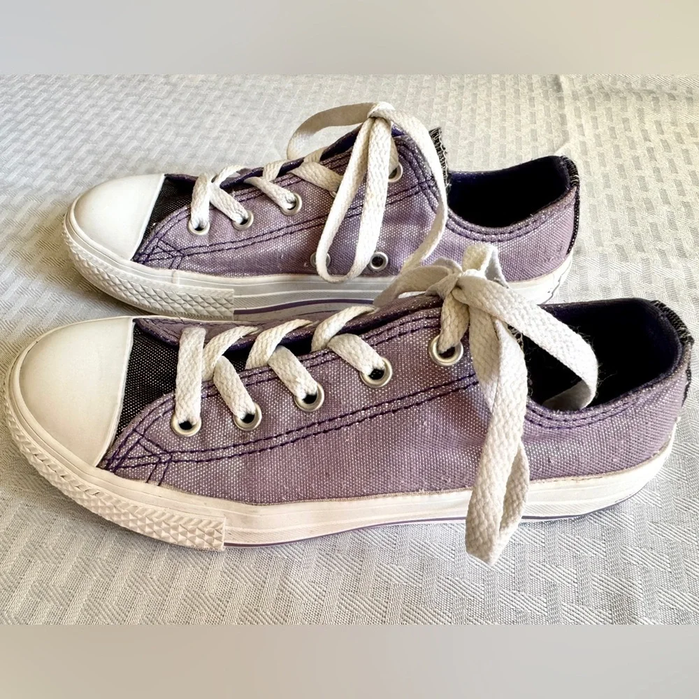 Converse All Star Glitter‎ Sneakers Youth 1 Lavender Purple Sparkle Casual Shoes